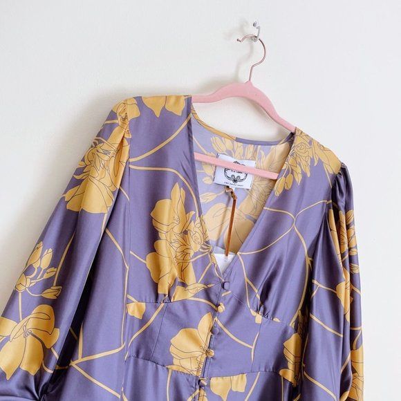 ⚡️SOLD⚡️ nwt evi grintela silk floral politness maxi dress - size large - Picture 14 of 14